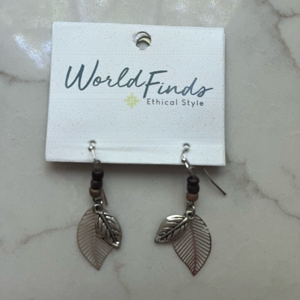 World Finds Leaf Earrings